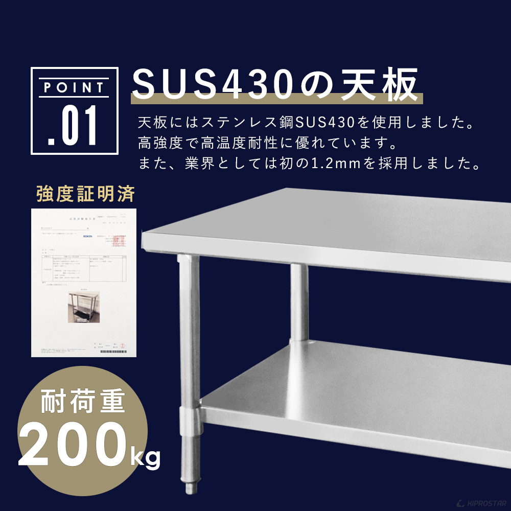 ステンレス コンロ台 業務用 調理台 1000×450×650 板厚1.2mmモデル